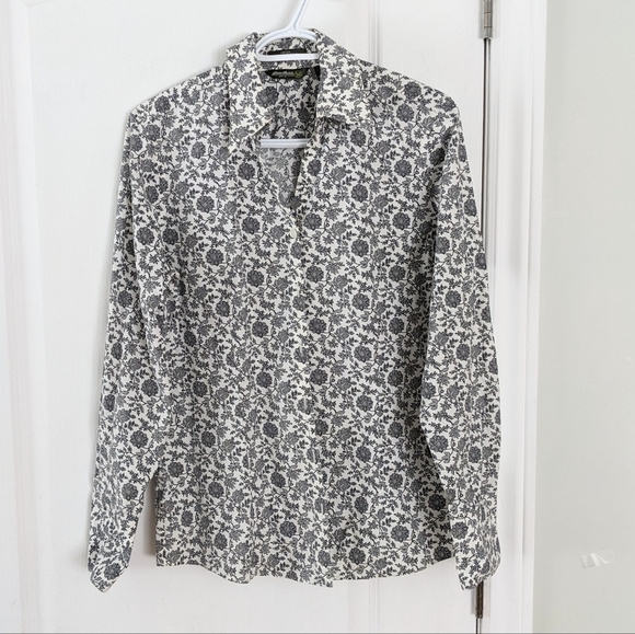 Eddie Bauer cotton blend floral button down shirt Large @i1 - Picture 7 of 8